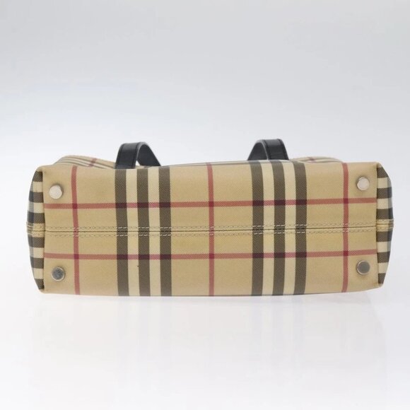 BURBERRY Nova Check Hand Bag PVC Beige Silver Auth - Picture 9 of 16